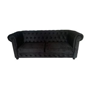 Lilly Pilly Chesterfield 3 Seater Sofa - Black Velvet